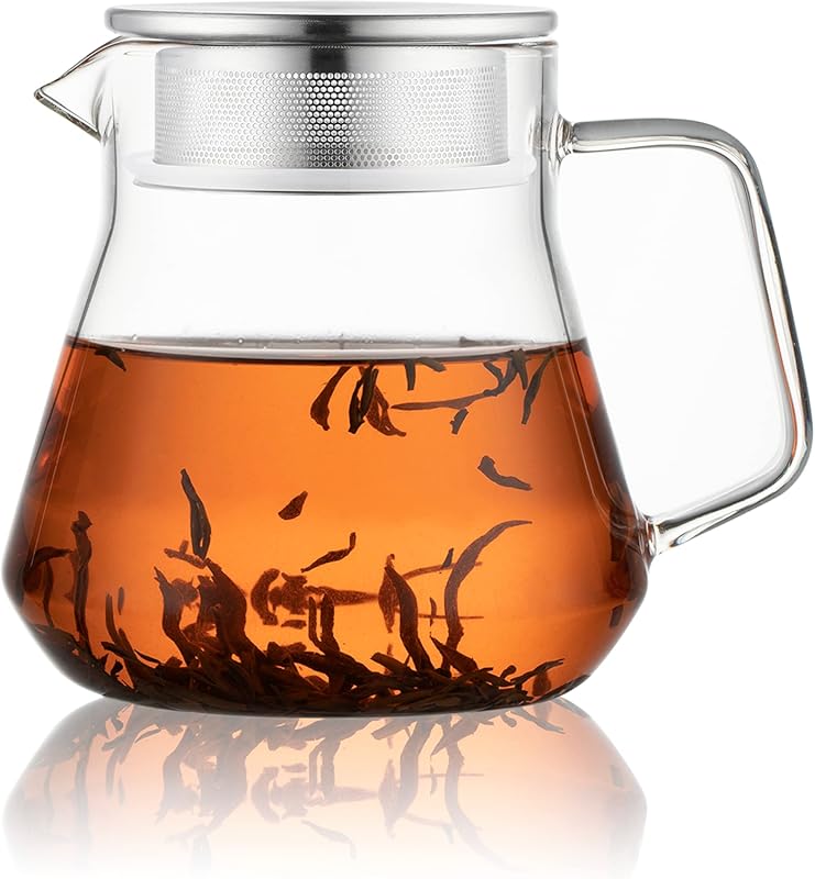 CNGLASS One-Touch 20oz Borosilicate Glass Teapot with Stainless Filter