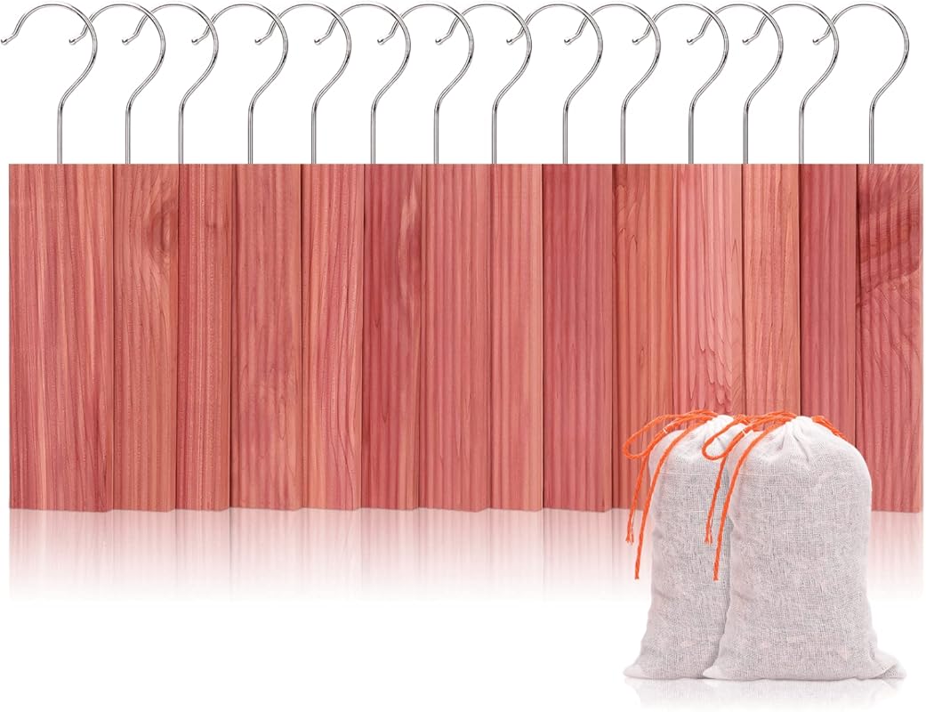 Homode 16-Pack Aromatic Cedar Blocks, Hangups & Sachets with Hooks for