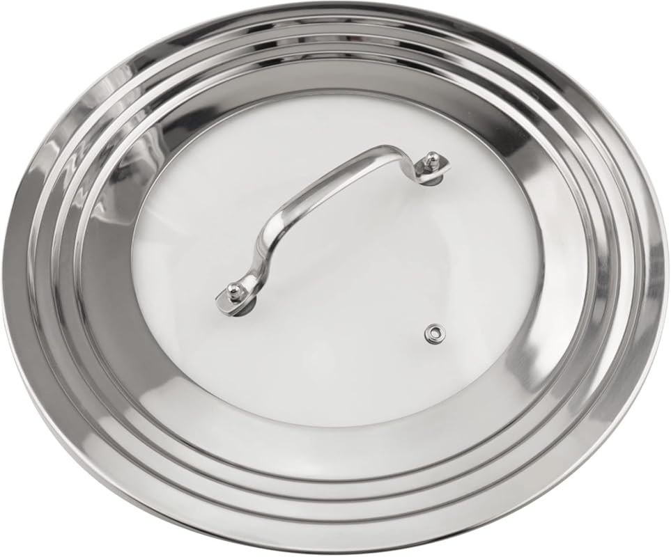 Universal Stainless Steel Lid for Pots, Pans & Skillets; Fits 7-12