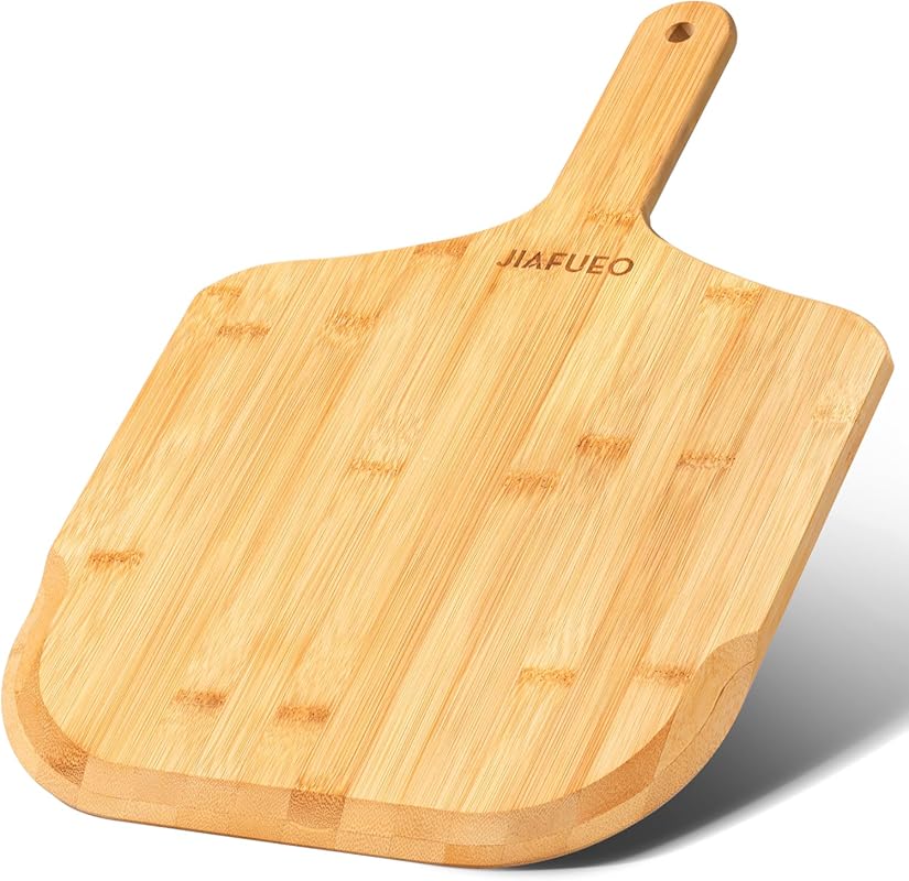 12-Inch Bamboo Pizza Peel Paddle Spatula – Wooden Serving Board & Oven