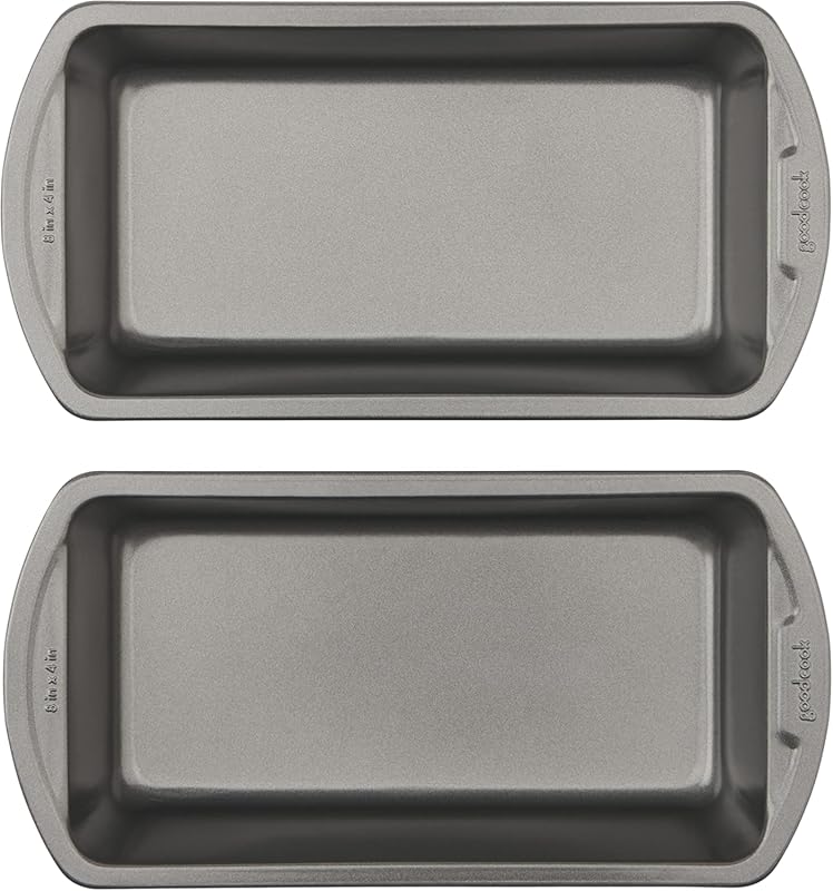 GoodCook Nonstick Loaf Pan Set (2-Pack), 8x4 Inch, Heavy-Duty Steel, E