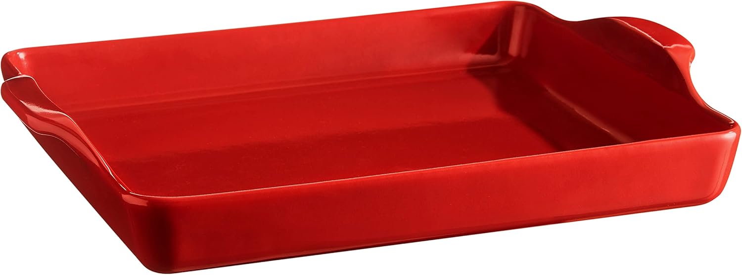 Emile Henry Burgundy Focaccia Bread & Detroit Style Pizza Pan, 15.9x12