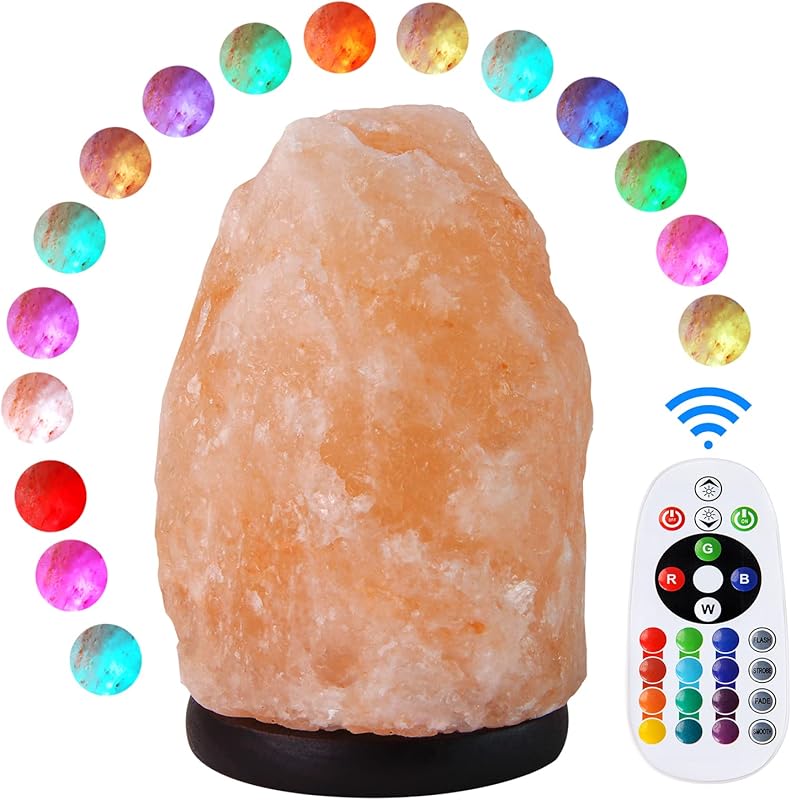 7 Inch Himalayan Salt Lamp with Remote, 16 Color Changing USB Natural 