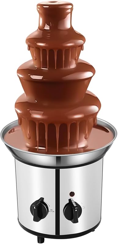 4 Tier Electric Stainless Steel Chocolate Fondue Fountain Machine for 