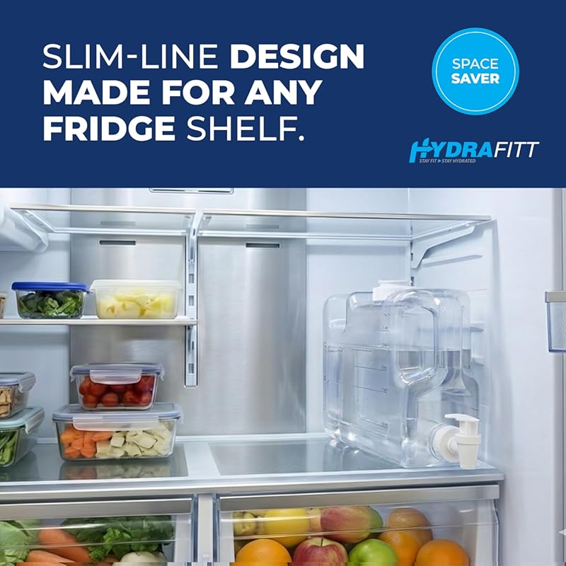 BPA-Free 1.1 Gallon Slim Refrigerator Water Dispenser, Leak-Proof Refi