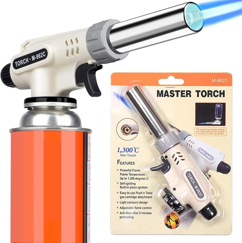 Culinary Professional Butane Kitchen Torch: Upgrade Blow Torch with Ad
