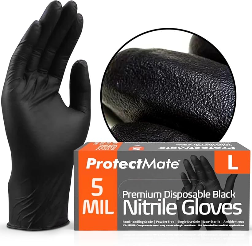 Disposable 5 Mil Black Nitrile Gloves