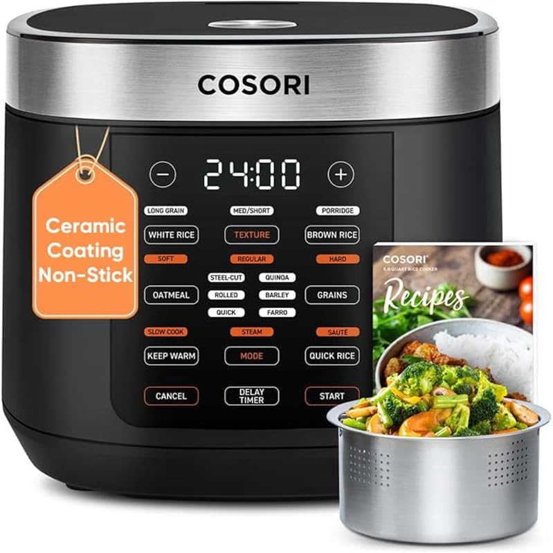 COSORI 10-Cup Rice Cooker: 18 Functions, Fuzzy Logic, 24h Keep Warm, N