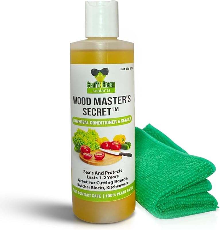 Wood Master's Secret 8oz Food Safe Cutting Board Oil, Conditioner & Se