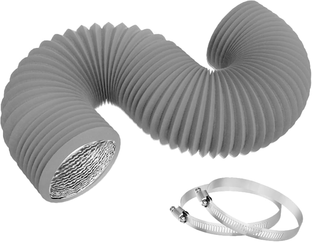 Flexible Insulated 4-Inch Dryer Vent Hose, 8FT PVC Aluminum Foil Ducti
