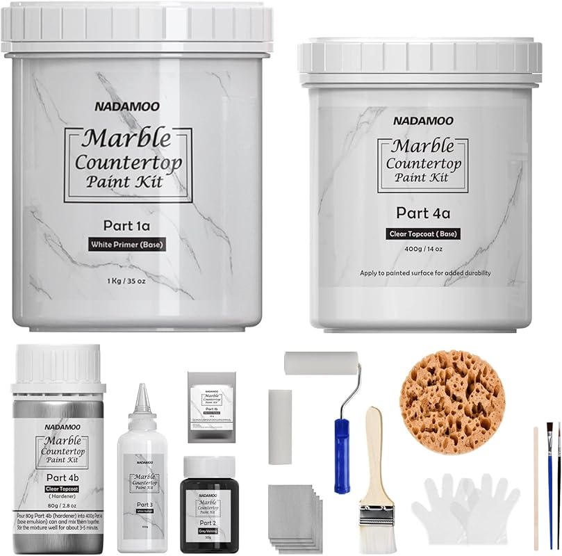 NADAMOO White Marble Countertop Paint Kit – Refinishing for Kitchen & 