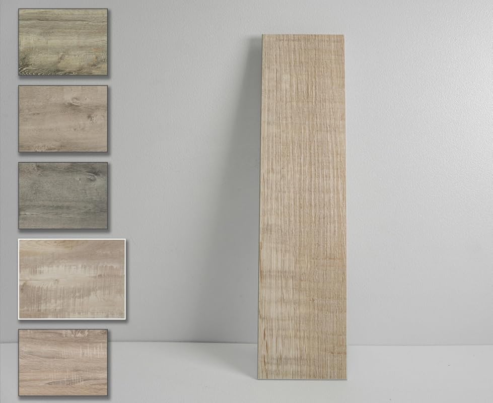 COLAMO 24pc Wood Grain Peel and Stick Backsplash Tiles, Thick Faux Rec
