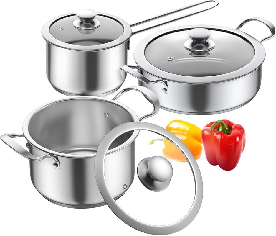 Aufranc Stainless Steel 6-Piece Nonstick Cookware Set – Induction, Ele