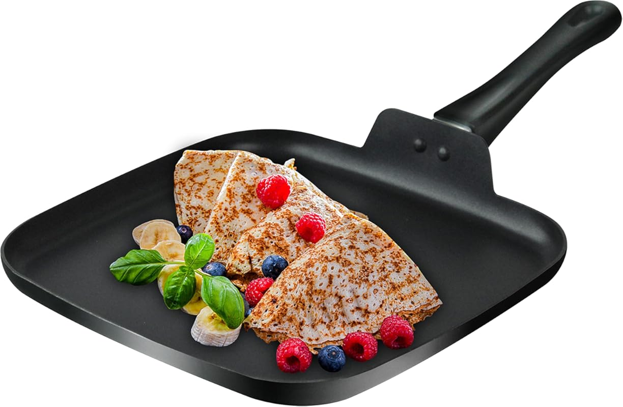 10 Inch Square Griddle Pan, Nonstick Grill Skillet for Eggs & Omelette