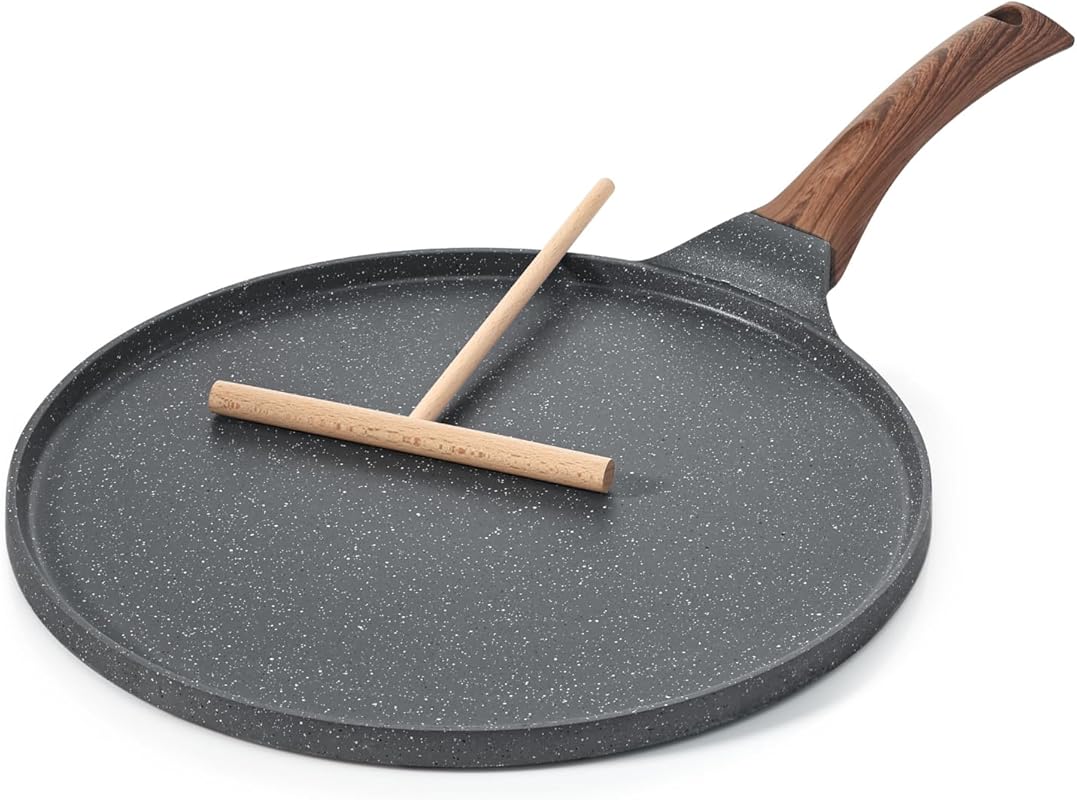 SENSARTE 12-Inch Nonstick Crepe Pan with Swiss Granite Coating, Flat S