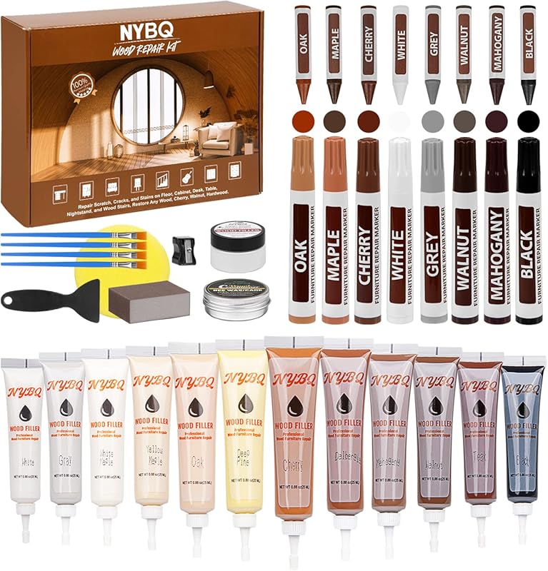 41-Piece Wood Furniture Repair Kit: Fillers & Markers for Hardwood Scr