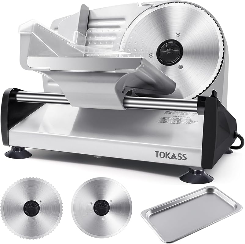Electric Deli Meat Slicer for Home, 200W Food Slicer with Two 7.5