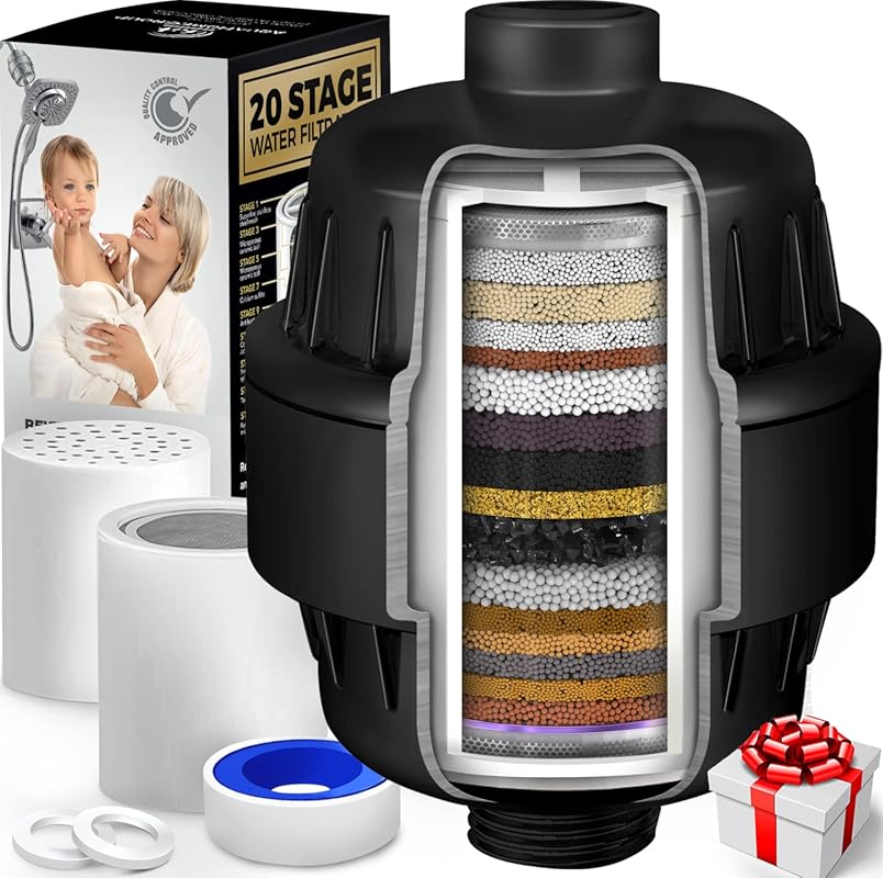 AquaHomeGroup 20 Stage Shower Filter with Vitamin C/E: Removes Hard Wa