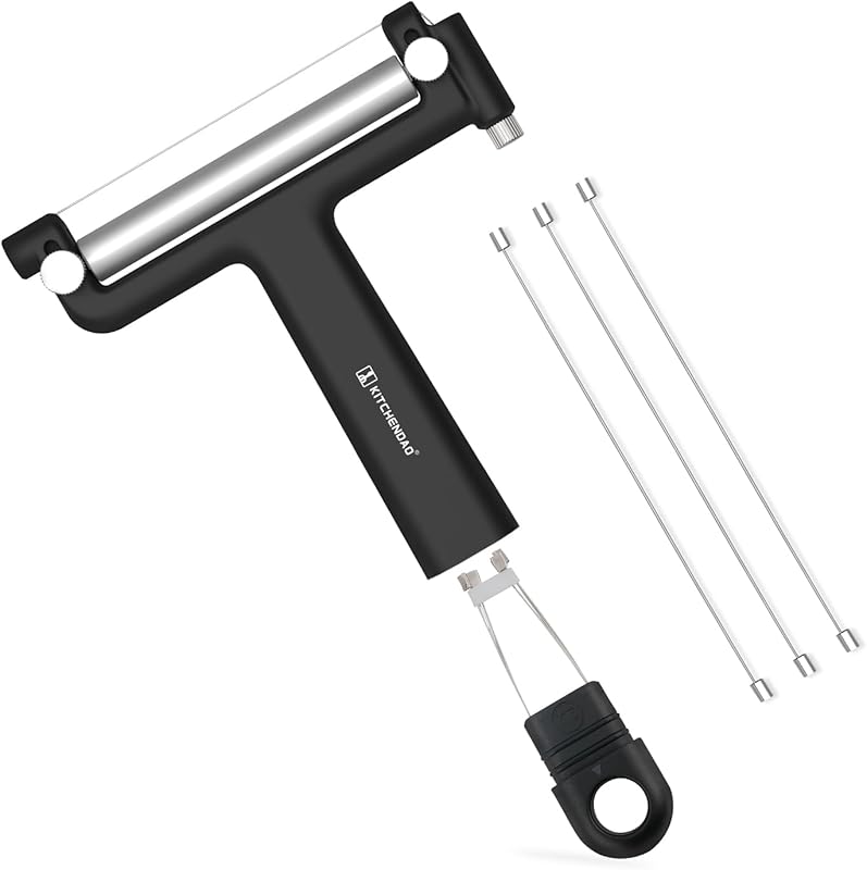 KITCHENDAO Adjustable Hand-Held Wire Cheese Slicer with Stronger Wires