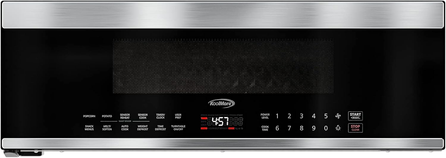 KoolMore 30 Inch Over-The-Range Low Profile Microwave, 1.2 Cu. Ft, 100