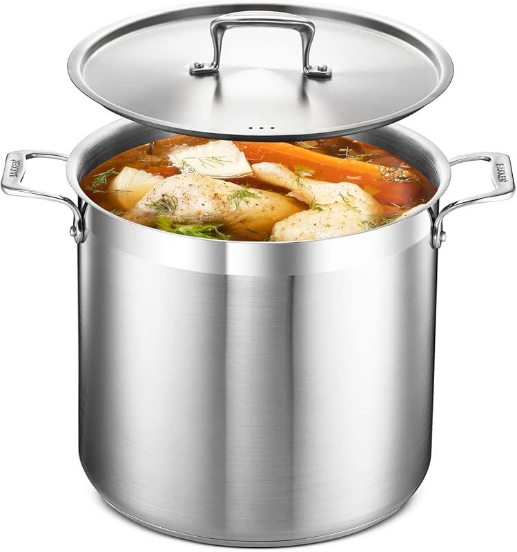 16 Quart Stainless Steel Stock Pot with Lid, Durable 18/8, Impact-Bond