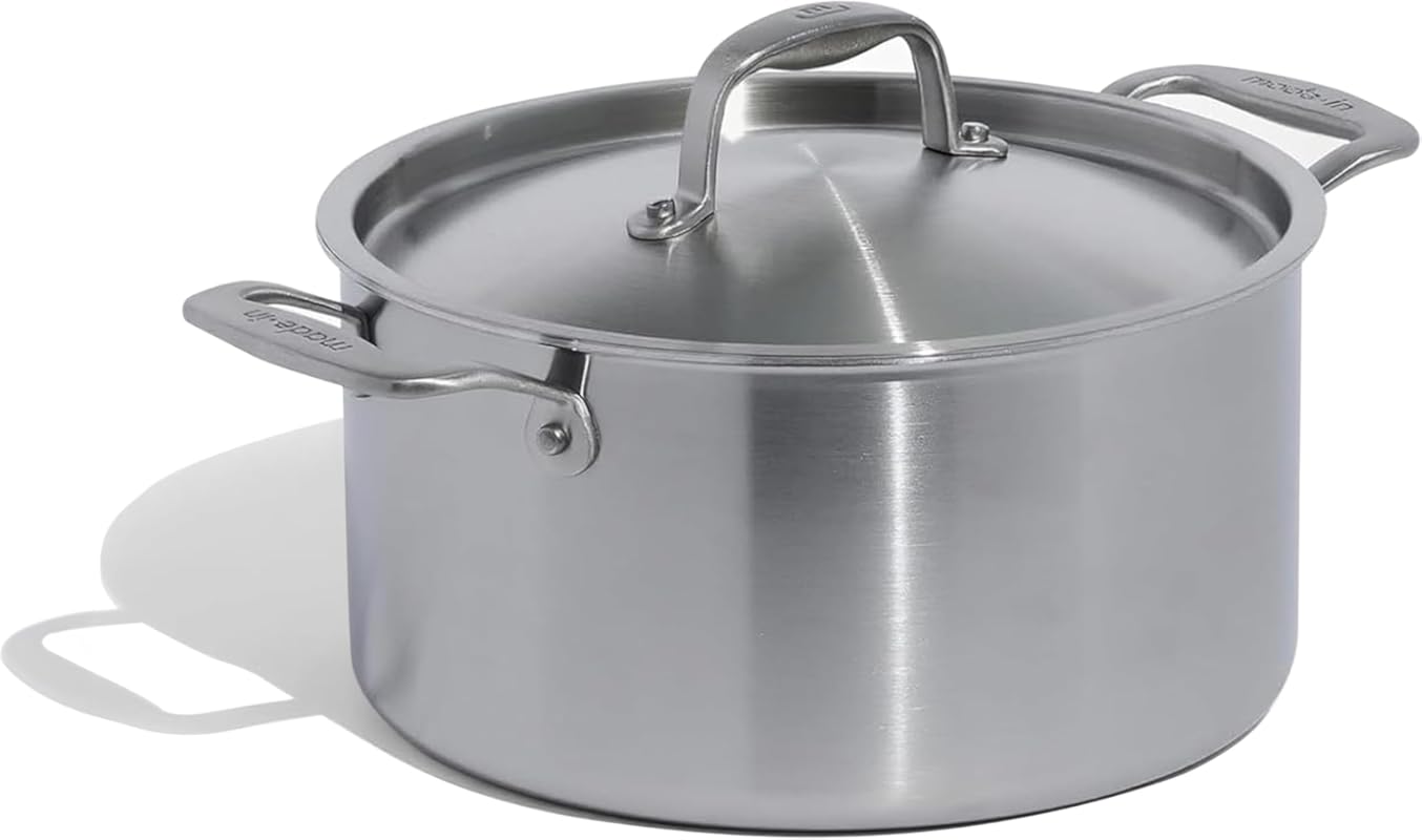 Made In Cookware 6 Quart Stainless Steel Stock Pot with Lid, 5-Ply Cla
