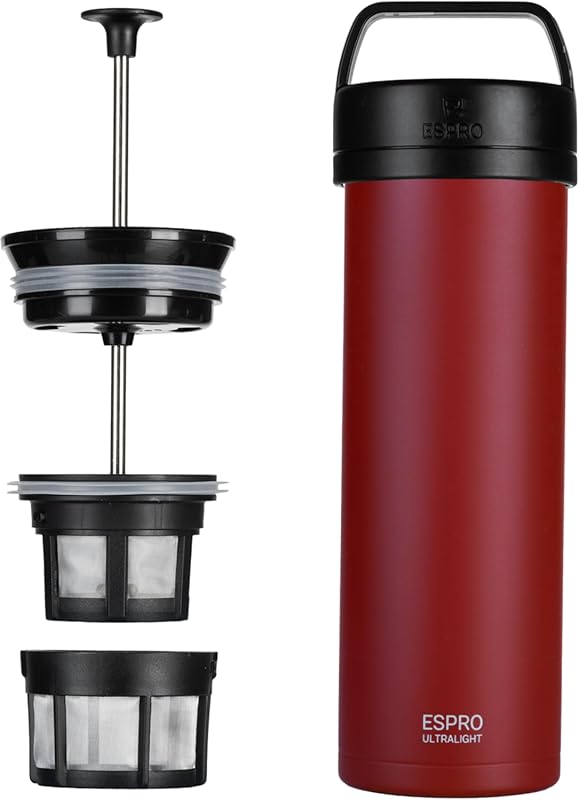 ESPRO P0 Ultralight Cranberry 16oz Travel French Press Coffee Maker