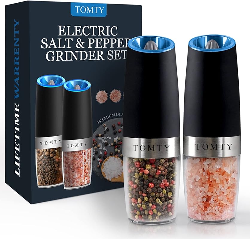 Gravity Electric Salt and Pepper Grinder Set, Automatic Battery Operat