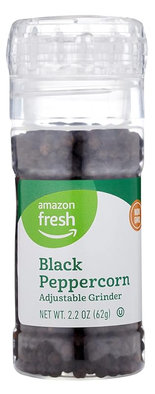 Amazon Fresh Black Pepper Grinder, Convenient and Ready-to-Use with Fr