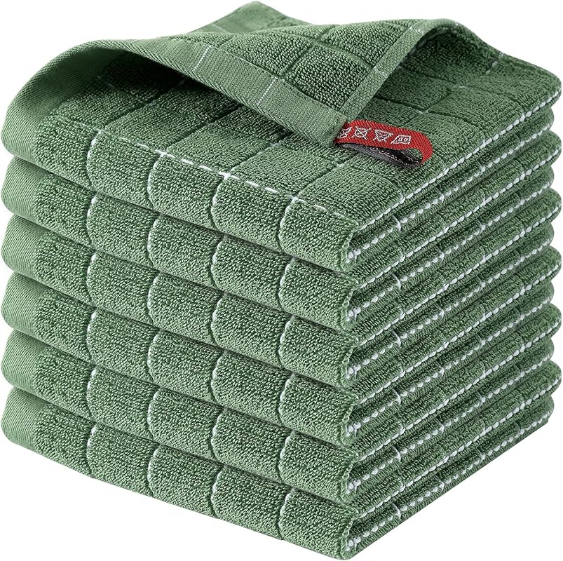 Homaxy 100% Cotton Terry Kitchen Dish Cloths - Ultra Soft, Absorbent T