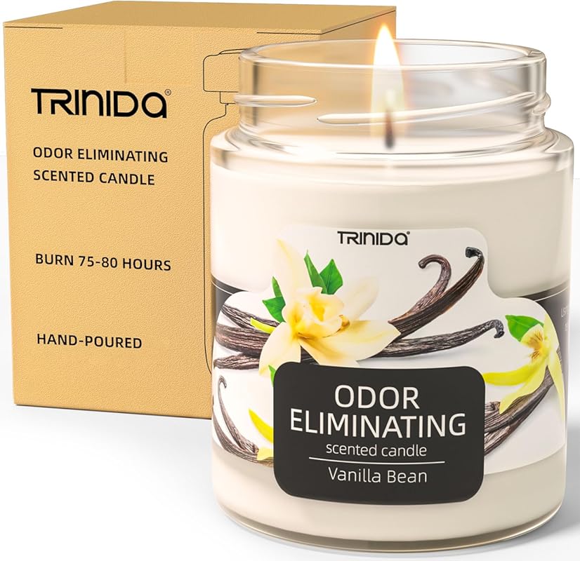 TRINIDa Vanilla Bean Odor Eliminating Highly Fragranced Candle Set