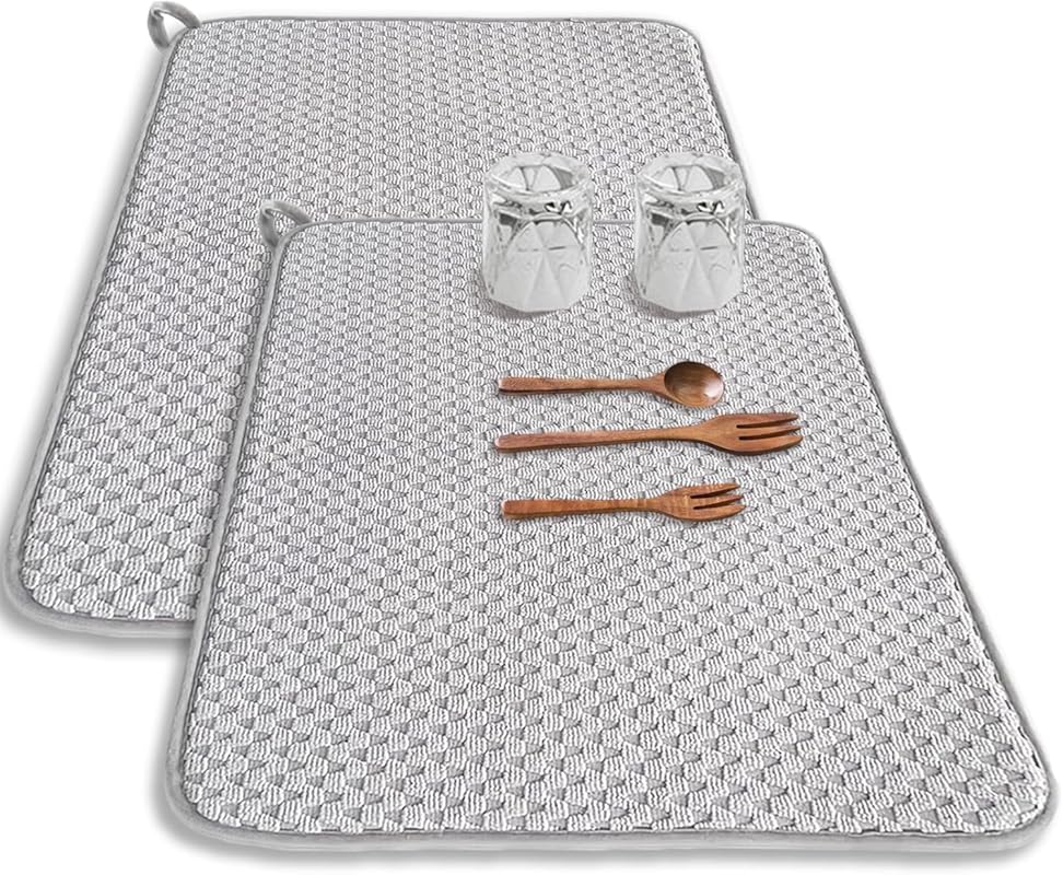2-Pack Microfiber Dish Drying Mat, 24x17 Inch Absorbent Kitchen Counte