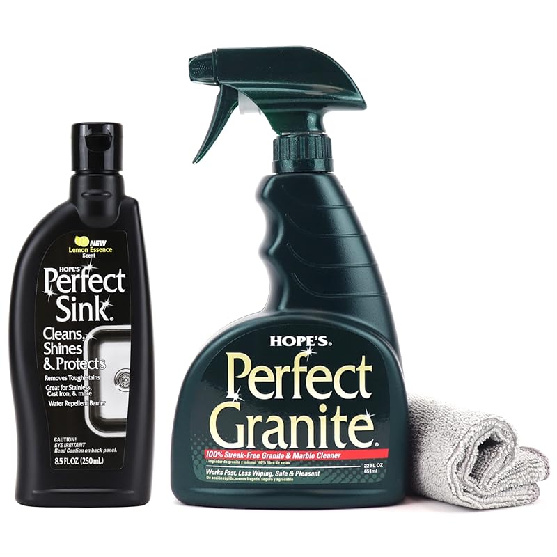 HOPE'S Perfect Sink Cleaner & Polish, Granite & Marble Cleaner, Microf
