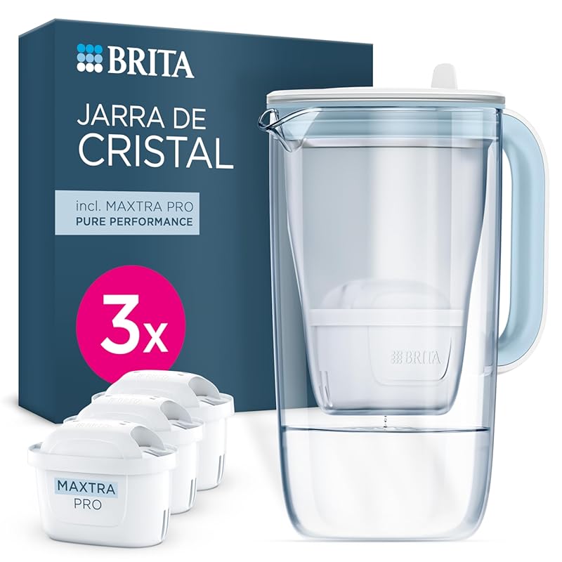 Brita 2.5L Glass Water Filter Jug: Includes 3x MAXTRA PRO Cartridges. 