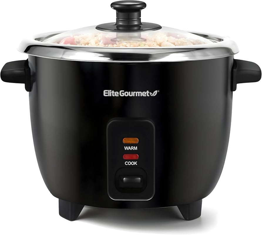 Elite Gourmet ERC006SS 6-Cup Electric Rice Cooker, Stainless Steel Pot