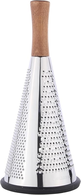 Stainless Steel Cone Cheese Grater with Wood Handle, Triple Function P