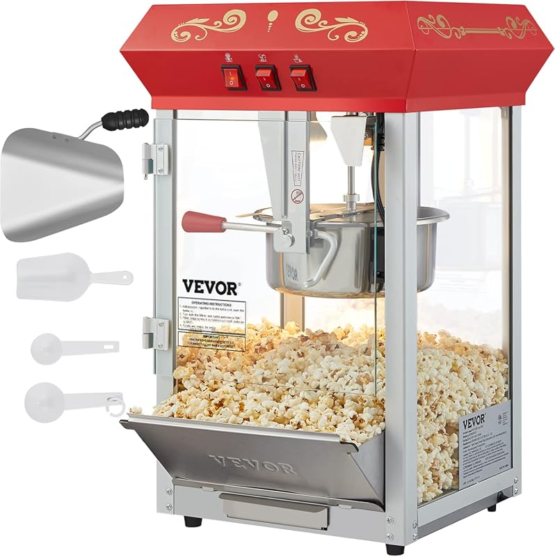 VEVOR Commercial 8 Oz Countertop Popcorn Machine, 850W Theater Style P