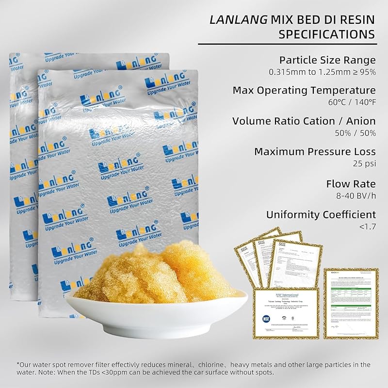 Filterelated Mixed Bed Deionized DI Resin Filter Fill, Spotless Car Wa