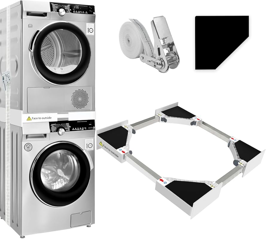 Universal Washer Dryer Stacking Kit with Ratchet Strap, Adjustable for
