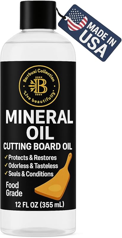 12oz Food Grade Mineral Oil for Wood Cutting Boards, Butcher Blocks, B