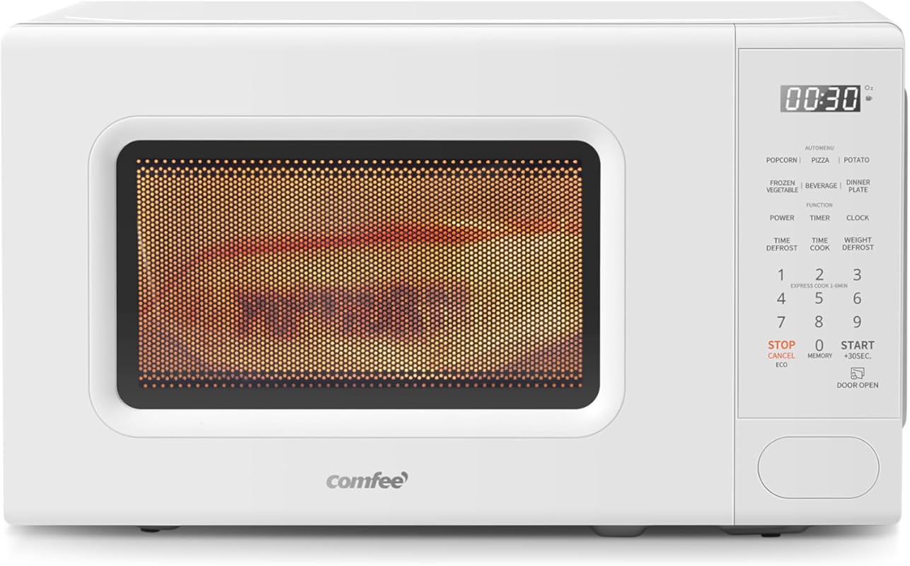 COMFEE' CMO-C20M1WH Retro Microwave, 700W, 11 Power Levels, Multi-Stag