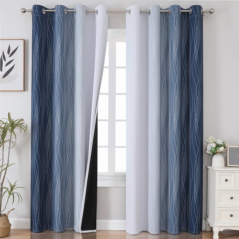 Estelar Textiler Ombre Blackout Thermal Curtains, 84" for Bedroom & Li