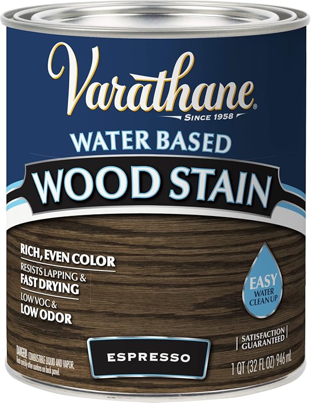 Varathane 381118 Water Based Wood Stain, Rich Espresso Color, Quick Dr