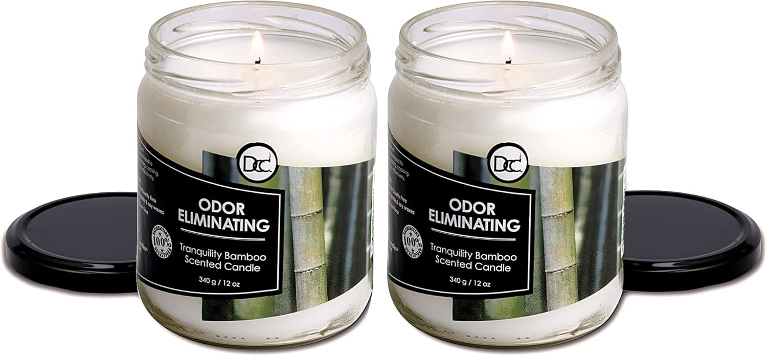 Two-Pack Bamboo Odor Eliminating Candles, 12oz Soy Blend, 80-Hour Burn