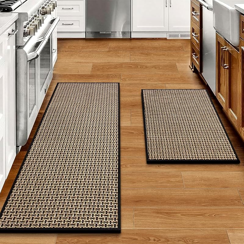 Kitchen Rugs and Mats Set of 2, Non-Skid Washable Absorbent Floor Mats