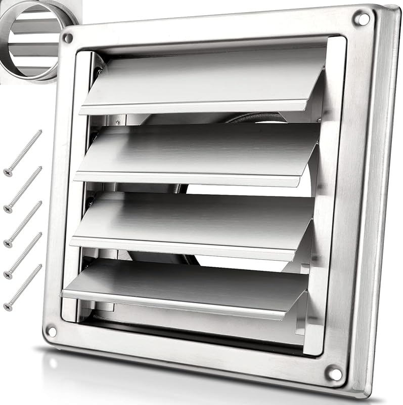 Premium 4 Inch Stainless Steel Exterior Wall Vent Cover with Louvers f