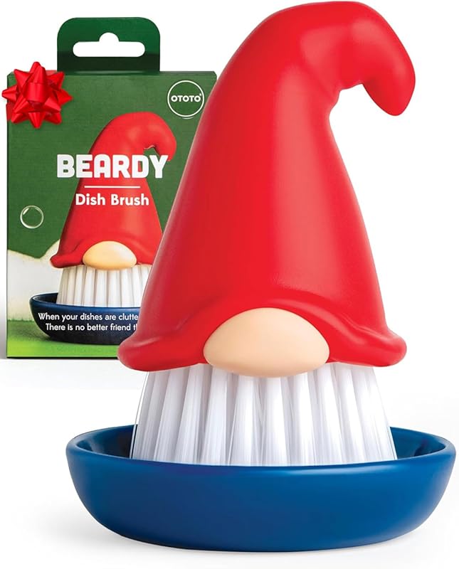 Ototo Beardy Gnome Dish Brush, Cute Dish Scrub Brush and Vegetable Cle
