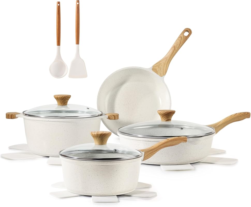 SENSARTE 13-Piece Nonstick Ceramic Cookware Set, Healthy Pots and Pans