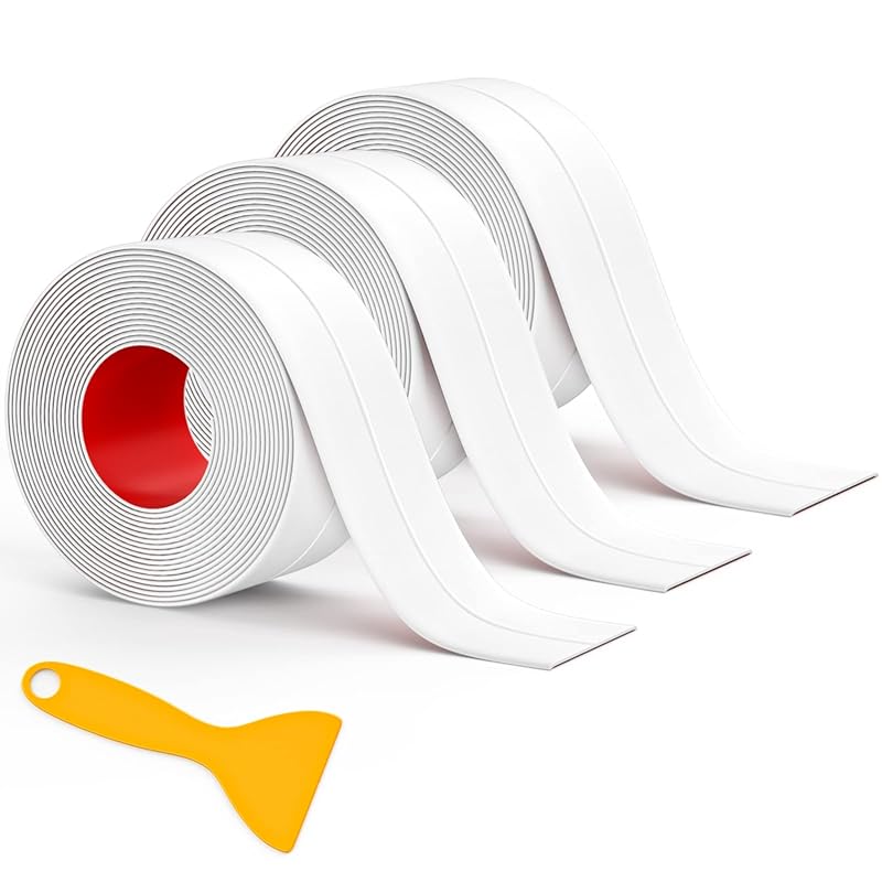 3 Rolls Self-Adhesive Waterproof Caulk Tape Strip for Kitchen, Bathroo