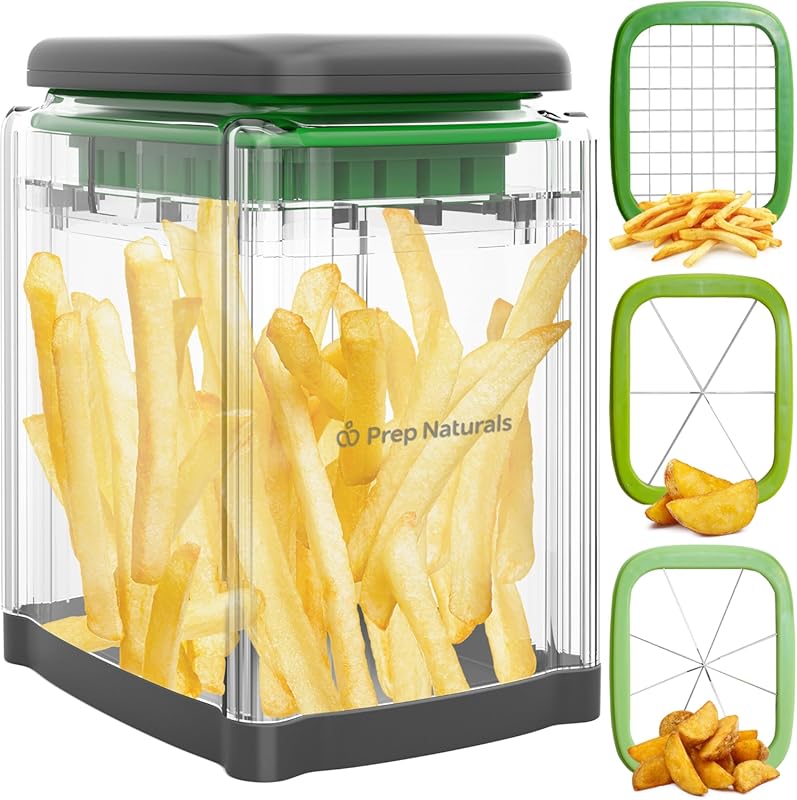 Prep Naturals 3-in-1 Manual French Fry Cutter: Interchangeable Blades 